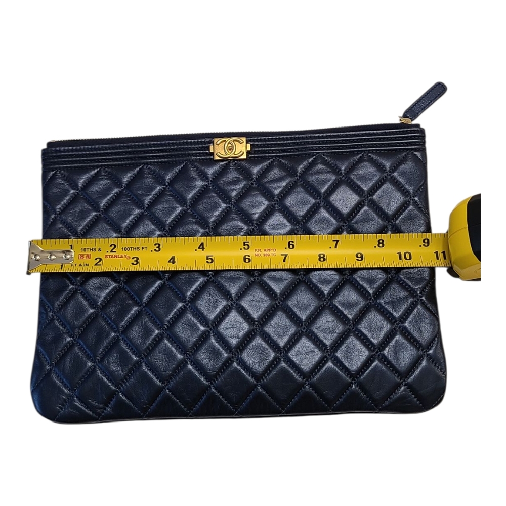 Chanel Blue Quilted Leather Clutch - Picture 7 of 10